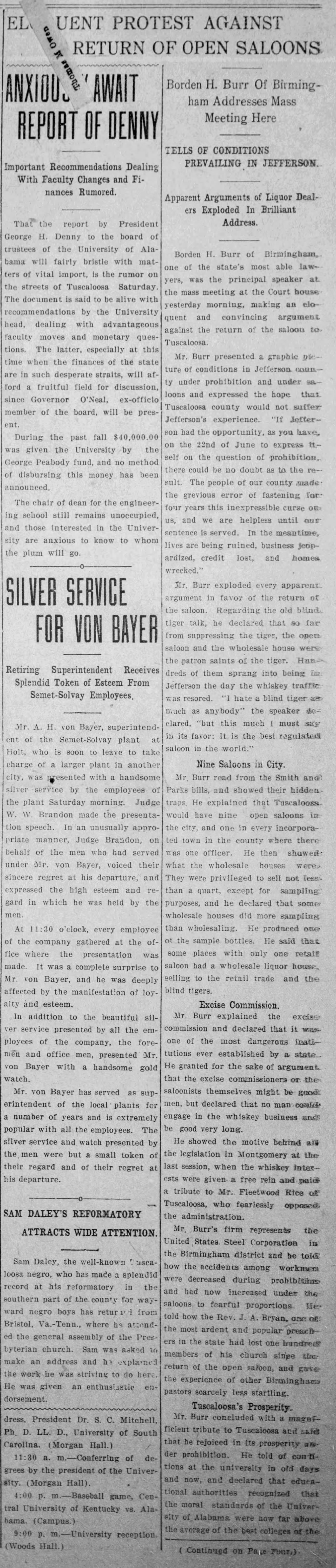 Eloquent Protest Against Return of Open Saloons